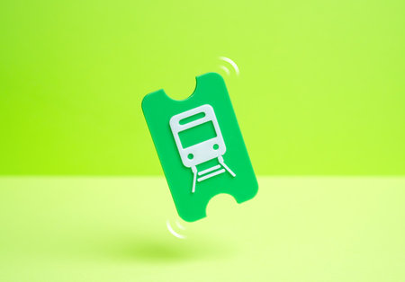 Public transport ticket. Development of the city's transport infrastructure. Urban planning, mobility improvement projects and public service announcements about transport modernization.の写真素材