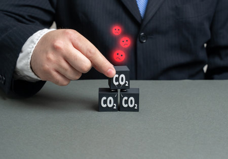 Increased CO2 emissions. Harmful impact on the environment. Deregulation of greenhouse gas emissions. Climate risks and environmental control debates. Ecology reports and sustainability warnings.の写真素材