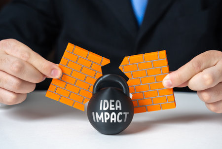 The impact of an idea on the foundations and entrenched trends in business. Innovation challenges traditional structures. Rebuild strategies and adapt to evolving expectations.の写真素材