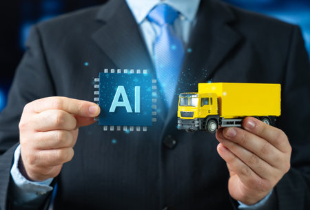 Implementing AI in freight transportation and delivery. Computer-piloted trucks, intelligent route...