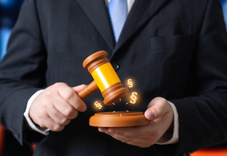 An official makes laws. Legislation and business. Policy making scene about regulation impact. Legal framework guides markets. Government decisions shape corporate strategy and compliance.の写真素材