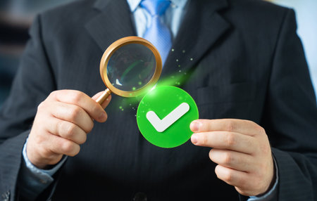 A businessman studies the experience of solving a problem. Researching positive experiences. Obtaining a resolution. Learning culture supports better decisions and continuous improvement.の写真素材