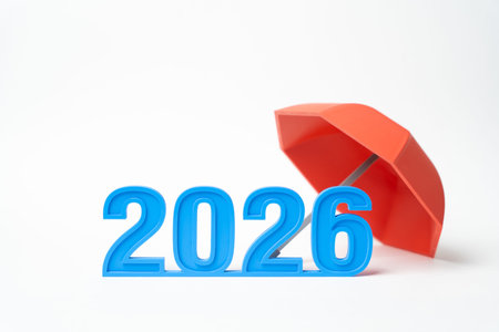 2026 under the red umbrella. Insurance for 2026. Future protection concept highlights risk planning....