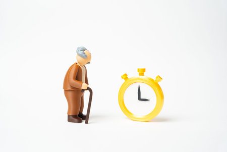 An elderly man and a gold watch. A celebration of age and life expectancy. Respect for longevity and...