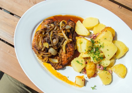 Wiener Schnitzel - fried pork chopの写真素材