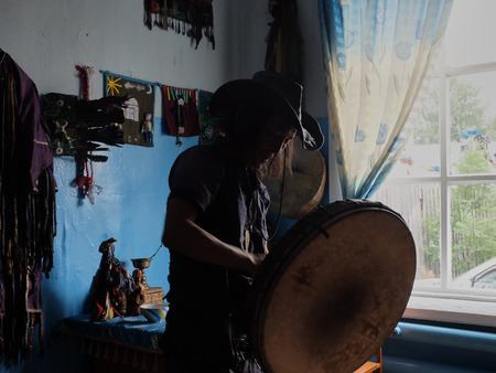 Portrait of a shaman in his officeのeditorial素材