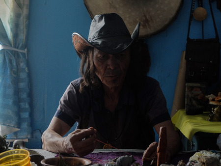 Portrait of a shaman in his officeのeditorial素材
