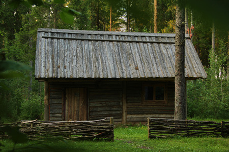 hunter's hut landscape viewのeditorial素材