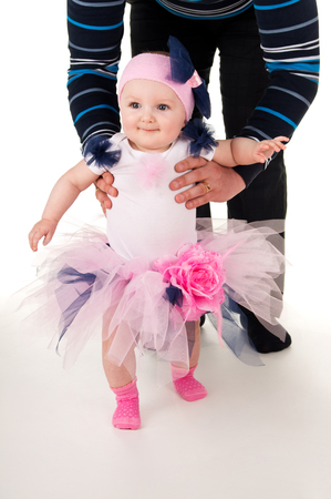 Dad holding baby daughterの写真素材