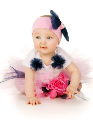 baby girl in beautiful clothesの写真素材