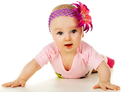 little baby lying isolatedの写真素材