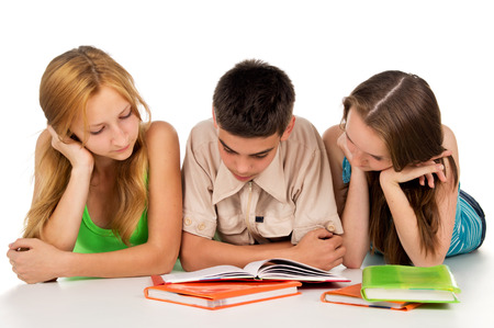 Young students reading booksの写真素材