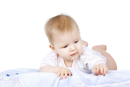 happy pretty baby lyingの写真素材
