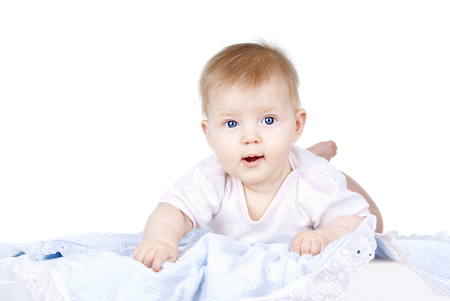 beautiful Baby lying on a diaperの写真素材