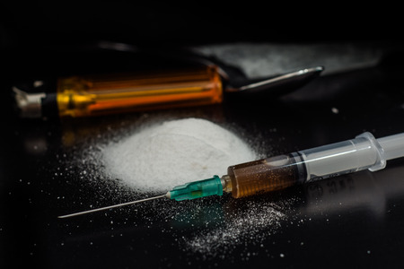 Drug addiction or drug abuse conceptの写真素材