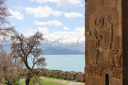 Akdamar island and the Armenian churchの写真素材