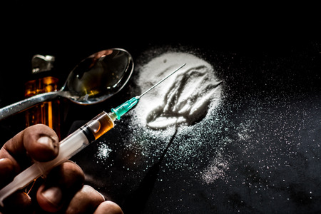 Drug addiction or drug abuse conceptの写真素材