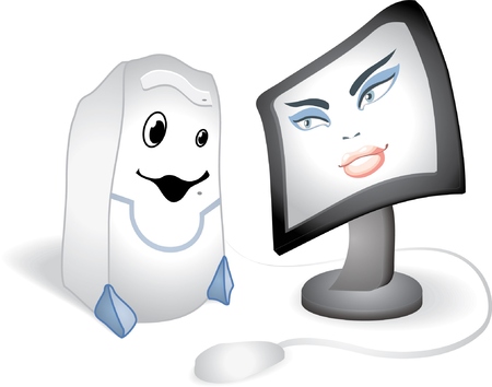 computer case and display のイラスト素材