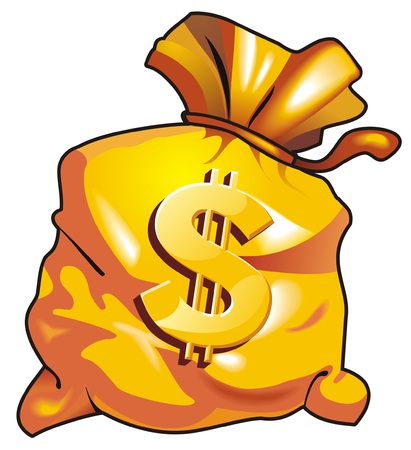 a bag full of money, with dollar sing in front のイラスト素材