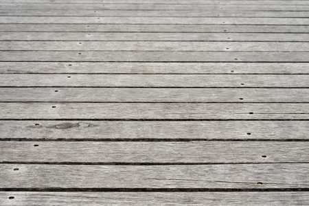 Wooden footpath close up, contrast horizontal rows, background with sharp bottom and blur on topの写真素材