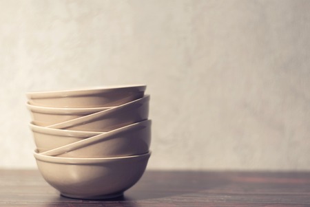 White deep dish on a dark backgroundの写真素材