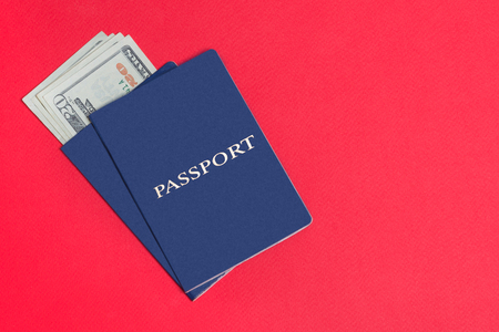 Blue passport lying on the backgroundの写真素材