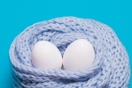 Two white eggsの写真素材