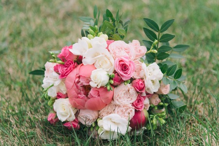 Bouquet of flowers. The brides bouquet. Bridal bouquet. Floristics.の写真素材
