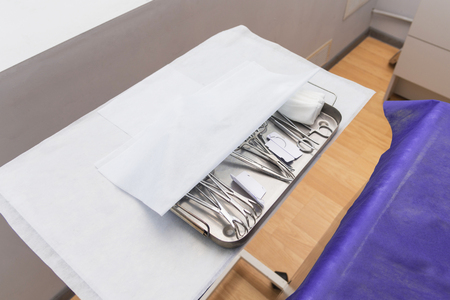 A set of tools for carrying out operations on animals, castration, sterilizationの写真素材