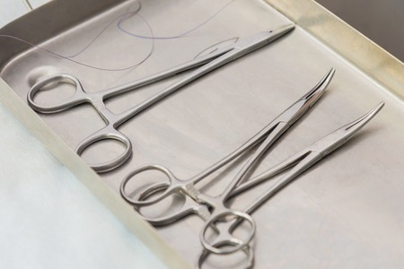 A set of tools for carrying out operations on animals, castration, sterilizationの写真素材