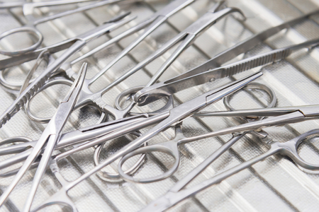 A set of tools for carrying out operations on animals, castration, sterilizationの写真素材