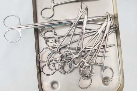 A set of tools for carrying out operations on animals, castration, sterilizationの写真素材