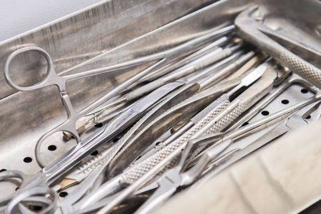 A set of tools for carrying out operations on animals, castration, sterilizationの写真素材