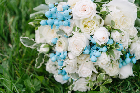 Bouquet of flowers. The bride's bouquet. Bridal bouquet. Floristics. Wedding bouquet from different colors.の写真素材