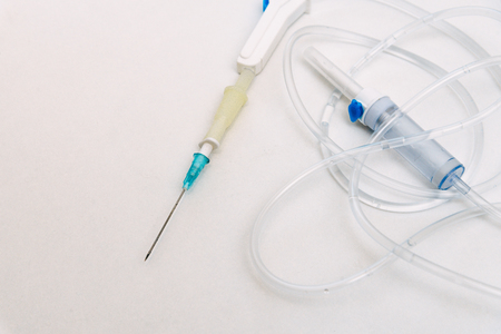 Intravenous infusion. Intravenous infusion. The introduction of liquids, drugs or drugs, blood components in the venous vessel.の写真素材