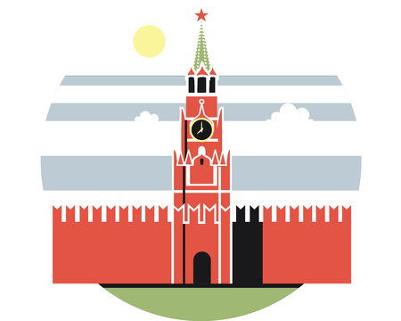 Home Sightseeings old Moscow Kremlin red brick building in the daytimeのイラスト素材