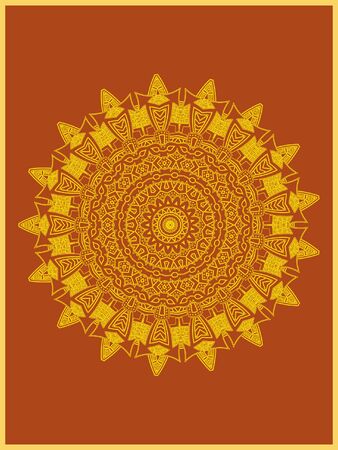 Indian mehndi decorative and colorful golden abstract mandala vector art and mix of repeated pattern illustration, perfect for coloring pages, phone cover, greeting and poster card, henna tattoo and christmas holiday, also used for wedding celebration and yoga, meditation then android coloring applications and gamesのイラスト素材