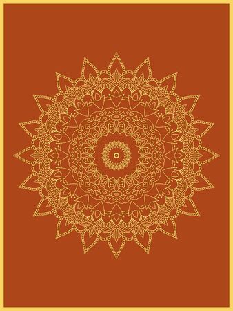 Indian mehndi decorative and colorful golden abstract mandala vector art and mix of repeated pattern illustration, perfect for coloring pages, phone cover, greeting and poster card, henna tattoo and christmas holiday, also used for wedding celebration and yoga, meditation then android coloring applications and gamesのイラスト素材