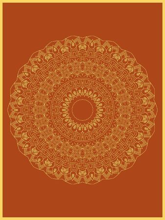 Indian mehndi decorative and colorful golden abstract mandala vector art and mix of repeated pattern illustration, perfect for coloring pages, phone cover, greeting and poster card, henna tattoo and christmas holiday, also used for wedding celebration and yoga, meditation then android coloring applications and gamesのイラスト素材