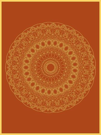 Indian mehndi decorative and colorful golden abstract mandala vector art and mix of repeated pattern illustration, perfect for coloring pages, phone cover, greeting and poster card, henna tattoo and christmas holiday, also used for wedding celebration and yoga, meditation then android coloring applications and gamesのイラスト素材