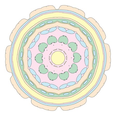 Indian mehndi decorative and colorful unicorn abstract mandala vector art then mix of repeated pastel colors pattern illustration, perfect for coloring pages, phone cover, greeting and poster card, henna tattoo and christmas holiday, also used for wedding celebration and yoga, meditation then android coloring applications and gamesのイラスト素材
