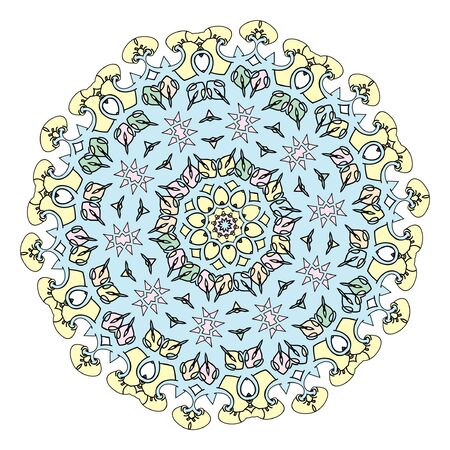 Indian mehndi decorative and colorful unicorn abstract mandala vector art then mix of repeated pastel colors pattern illustration, perfect for coloring pages, phone cover, greeting and poster card, henna tattoo and christmas holiday, also used for wedding celebration and yoga, meditation then android coloring applications and gamesのイラスト素材