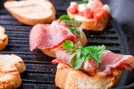 Set of crostini. Italian food, homemade bruschetta snackの写真素材