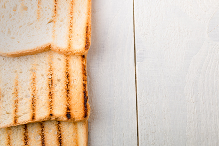 Top view of toasted grilled bread. Copy space