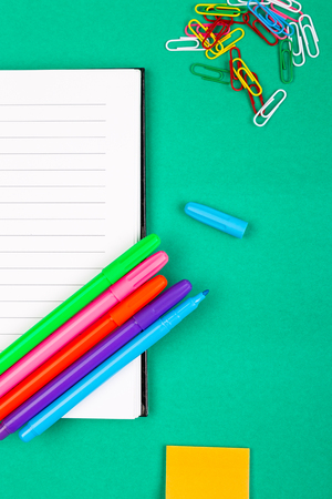 School Supplies. Concept Back to School. Top View. Flat Layの写真素材