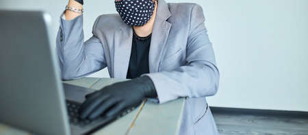 Man working from home. Business man in quarantine for coronavirus. Working from home with the...