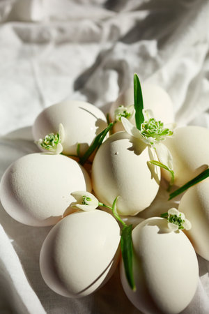 Eggs arranged with delicate flowers