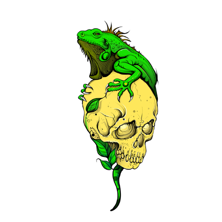 Iguana Skull Vector Tattoo Design Natureのイラスト素材