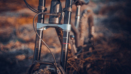 Full suspention Mountain bike for downhill and enduro ridingのeditorial素材