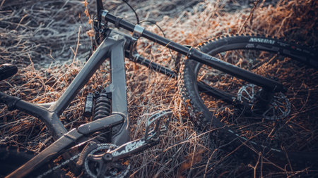 Full suspention Mountain bike for downhill and enduro ridingのeditorial素材